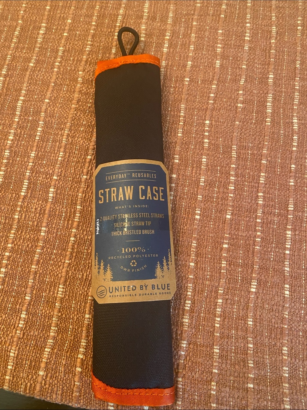 United By Blue Black Straw Case with Orange Trim